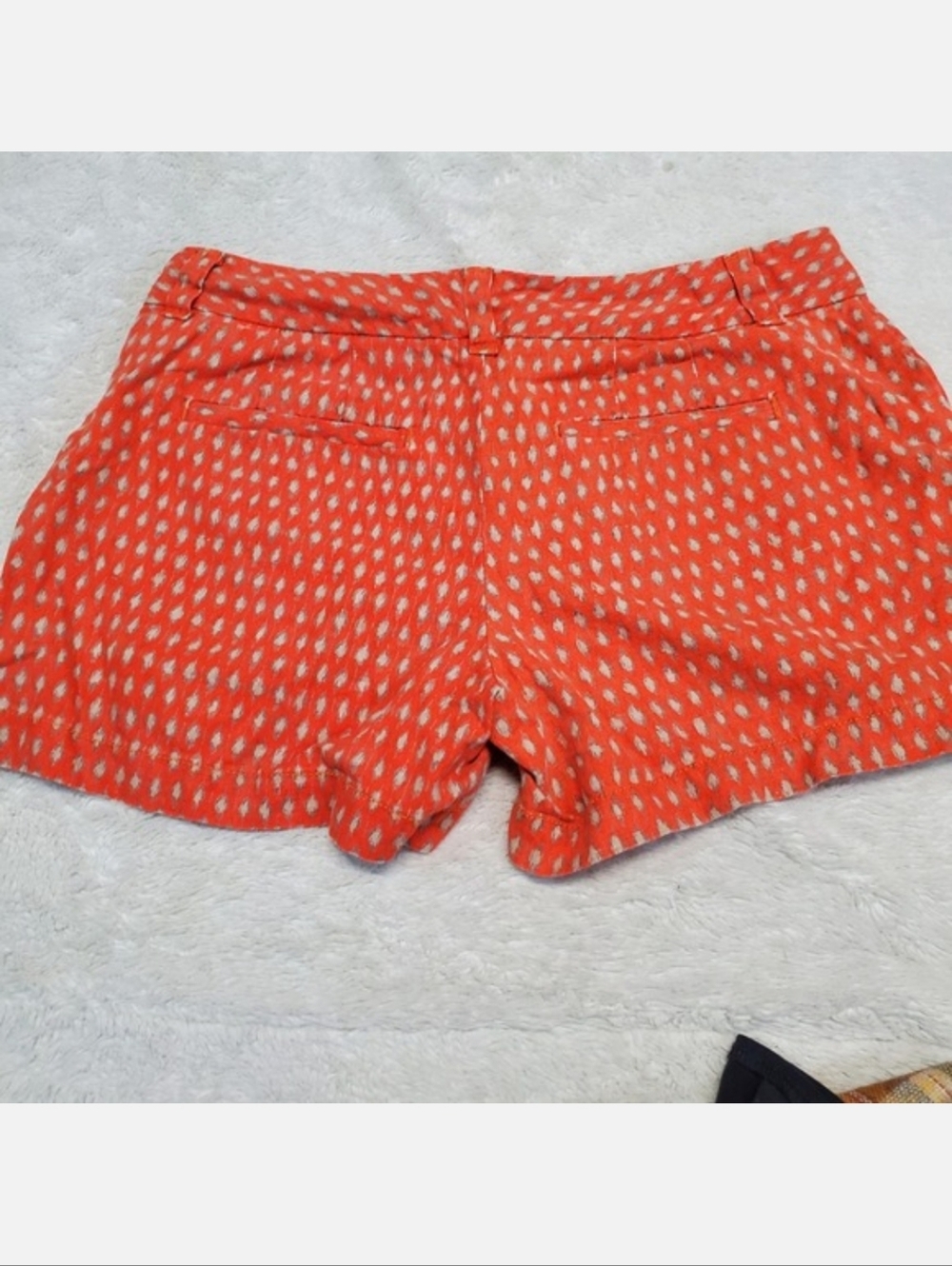 Loft Orange Print Bohemian Ikat Linen‎ 3.5" Mini Shorts 2 Summer Casual Cottage